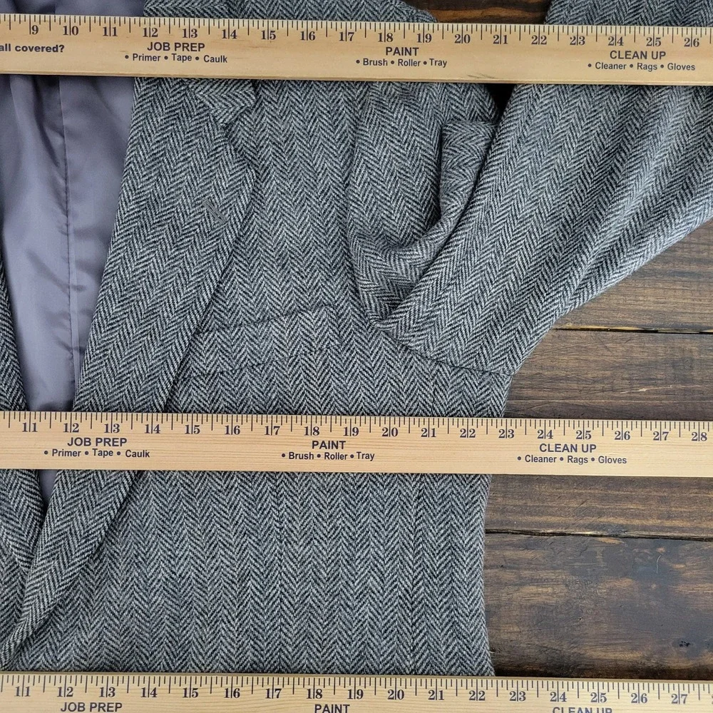 Joe Namath Men's‎ Tweed Sport Coat Blazer Two Button Gray Herringbone Wool 46L